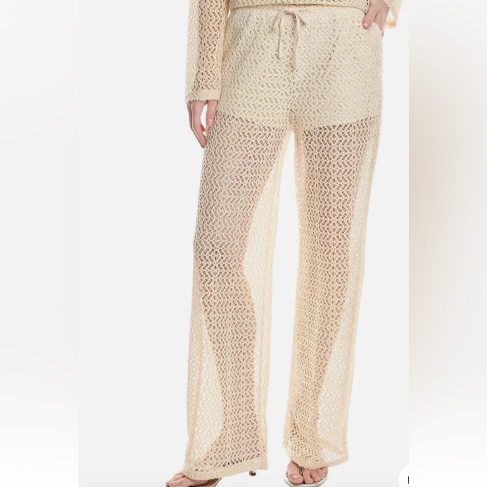 NWT $278 Rag & Bone Cream Crochet Wide Leg Pants Liv  Mesh Turtledove Size XS - Picture 3 of 14